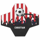 赤と白ストライプのサッカーファンとフットボール サッカーボール (フラット)