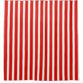 赤と白ストライプのストライプ縦 シャワーカーテン (正面)
