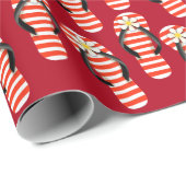 赤と白ストライプのビーチサンダル ラッピングペーパー (ロールコーナー)