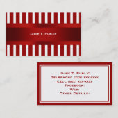 赤と白ストライプのリボン 名刺 (正面/裏面)