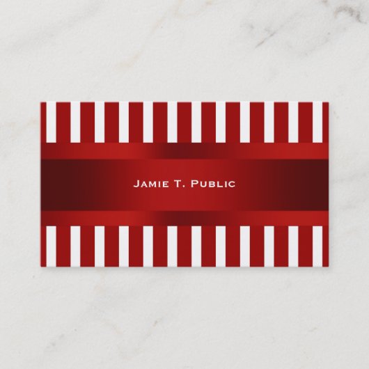 赤と白ストライプのリボン 名刺 (正面)