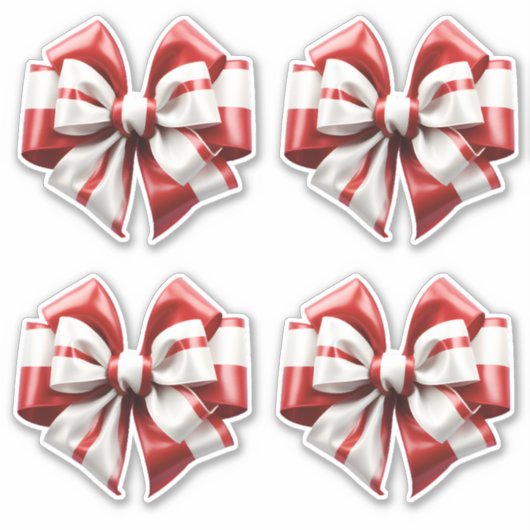 赤と白ストライプの弓 シール (正面)