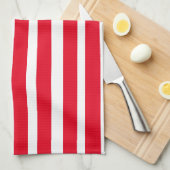 赤と白ストライプの キッチンタオル (四つ折り)