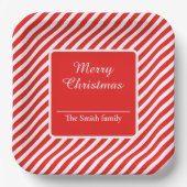 赤と白ストライプの ペーパープレート (正面)