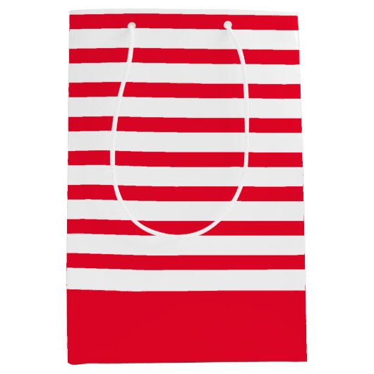 赤と白ストライプの ミディアムペーパーバッグ (正面)