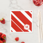 赤と白ストライプはっきりしたモノグラムナプキン スタンダードカクテルナプキン (インサイチュ)