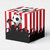 赤と白ストライプサッカーのファン フェイバーボックス (正面サイド)