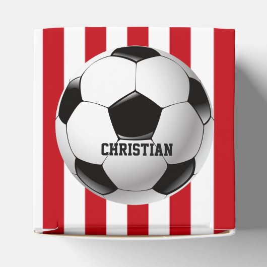 赤と白ストライプサッカーのファン フェイバーボックス (上部)