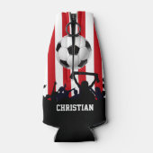 赤と白ストライプサッカーのファン ボトルクーラー (裏面)