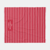 赤と白ストライプシンプル可愛い姓 フリースブランケット (正面(横))