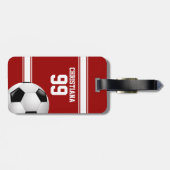 赤と白ストライプズ・ジャージー・サッカーボール ラゲッジタグ (裏面横)