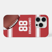 赤と白ストライプズJersey Grid Iron Football iPhoneケース (裏面横)