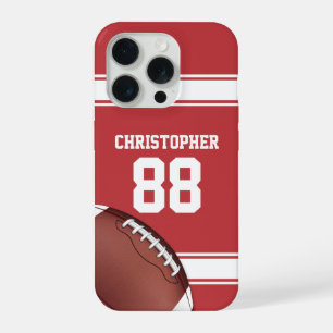 赤と白ストライプズJersey Grid Iron Football iPhone 15 Proケース