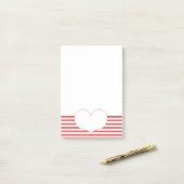 赤と白ストライプハート ポストイット (デスク上)