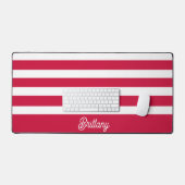 赤と白ストライプパターパーソナライズされたン デスクマット (キーボード&マウス)