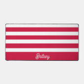 赤と白ストライプパターパーソナライズされたン デスクマット (正面)