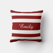 赤と白ストライプパターン名モノグラム クッション (裏面)