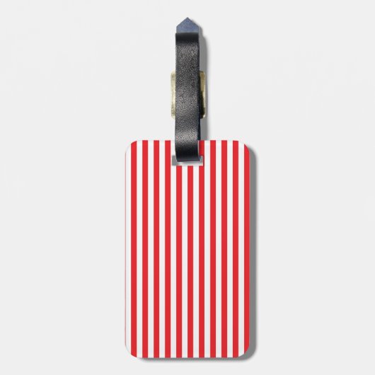 赤と白ストライプパターン ラゲッジタグ (裏面縦)