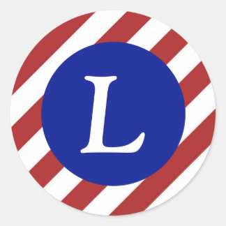 赤と白ストライプパター王室のン+青 ラウンドシール