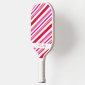 赤と白ストライプモダンエレガント名前をカスタムする ピックルボールラケット (左)