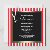 赤と白ストライプロザリーボーイズ第一聖体 招待状 (裏面)