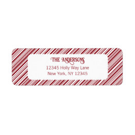 赤と白ストライプ住所 ラベル