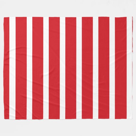 赤と白ストライプ型 フリースブランケット (正面(横))