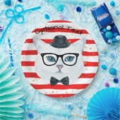 赤と白ストライプ猫紙プレート ペーパープレート (パーティー)