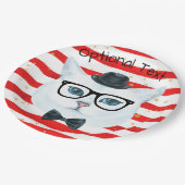 赤と白ストライプ猫紙プレート ペーパープレート (アングル)