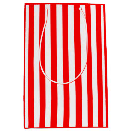 赤と白ストライプ ミディアムペーパーバッグ