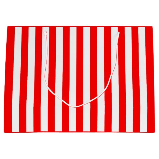 赤と白ストライプ ラージペーパーバッグ (正面)