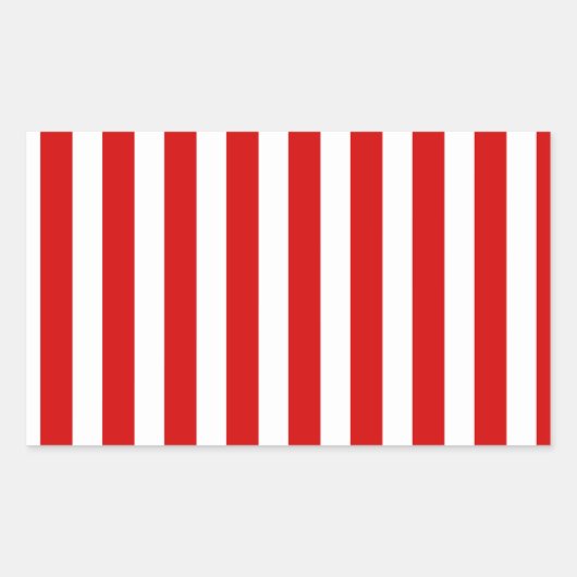 赤と白ストライプ 長方形シール (正面)