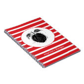 赤と白ストライプApple Fruit Woodcut Personal ノートブック (右側)