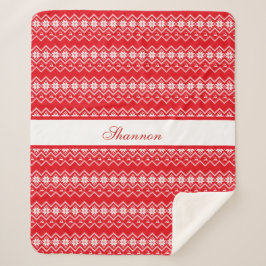 赤と白セーターのパタパーソナライズされたーン シェルパブランケット