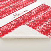 赤と白セーターのパタパーソナライズされたーン シェルパブランケット (3/4)