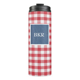 赤と白チェック青デニム名フレーム12oz タンブラー