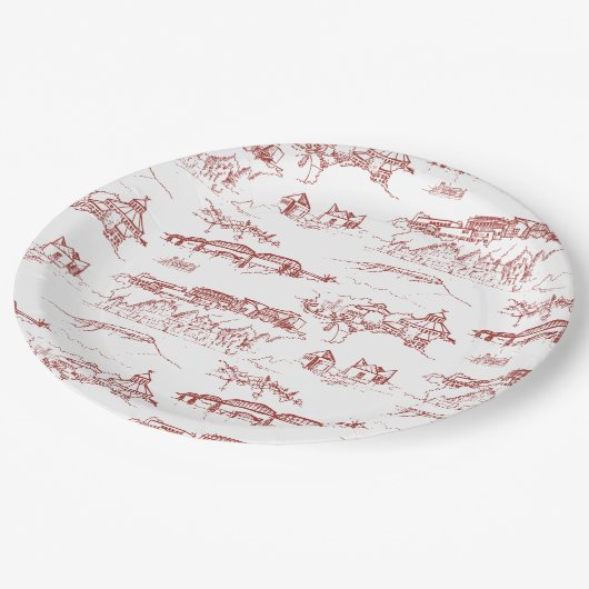 赤と白チャタヌーガToile ペーパープレート (アングル)
