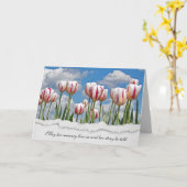 赤と白チューリップ悔やみや弔慰 カード (黄色い花)