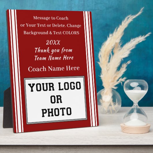 赤と白チーム写真でプラークをコーチ フォトプラーク (側面)