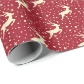 赤と白トナカイ&スタークリスマス ラッピングペーパー (ロールコーナー)