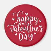 赤と白ハッピーバレンタインデー付きハート マグネット (正面)