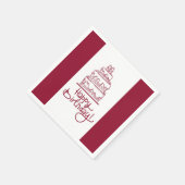 赤と白ハッピーバースデーケーキデザイン スタンダードカクテルナプキン (角)