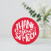 赤と白ハートありがとうタイポグラフィ サンキューカード (スタンド正面)