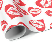 赤と白ハートとキス ラッピングペーパー (ロールコーナー)