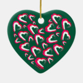 赤と白ハートグリーンオーナメント セラミックオーナメント (裏面)