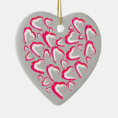 赤と白ハートグレイオーナメント セラミックオーナメント (右)