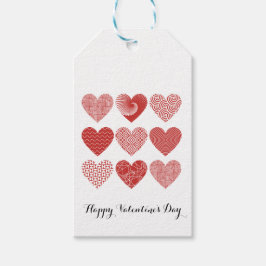 赤と白ハートシンプル ギフトタグ