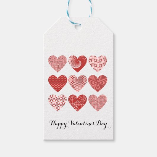 赤と白ハートシンプル ギフトタグ (正面)