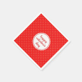 赤と白ハートハッピーバレンタインデー スタンダードカクテルナプキン (角)