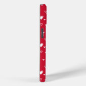 赤と白ハートパターンのモノグラム名 Case-Mate iPhoneケース (裏面 / 右)